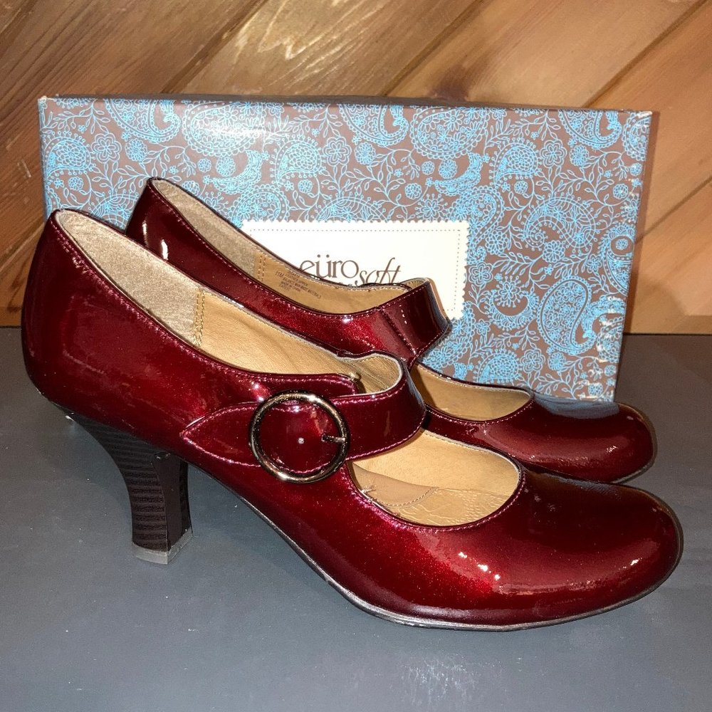New Euro Soft by Sofft Finn Bordeaux Pearl Patent Pumps Size 11 (Box 77)